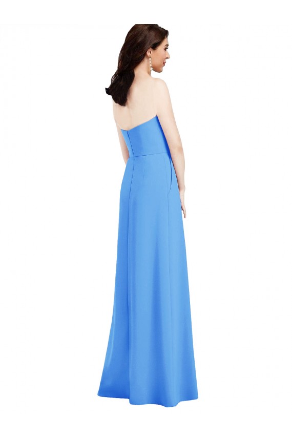 Stretch Crepe Strapless Low Back Trumpet Peacock Blue Semi Formal Evening Dress / Prom Dress / Bridesmaid Dress Manchester