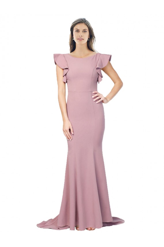 Stretch Crepe Round Neck V-Back Mermaid Dusty Pink Formal Evening Gown / Prom Dress / Bridesmaid Dress Manchester