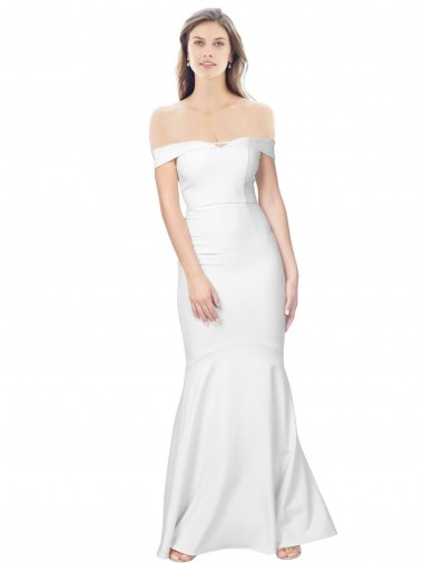 Stretch Crepe Off the Shoulder Low Back Mermaid Ivory Formal Dress / Bridesmaid Dress Manchester