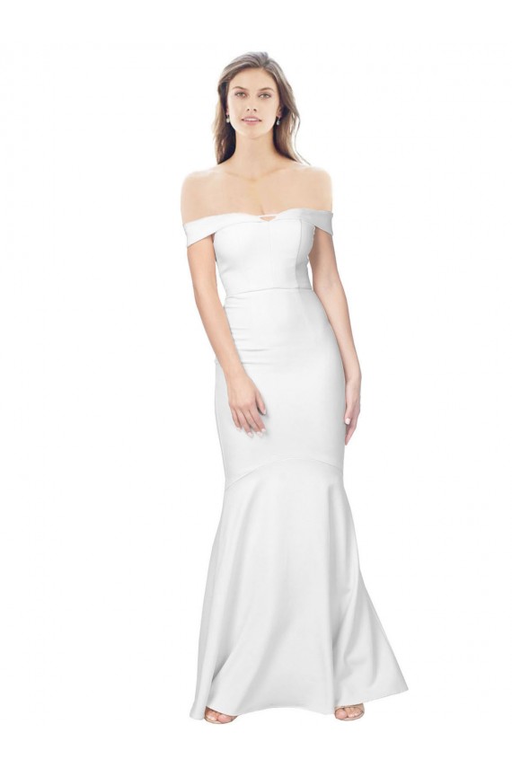 Stretch Crepe Off the Shoulder Low Back Mermaid Ivory Formal Dress / Bridesmaid Dress Manchester
