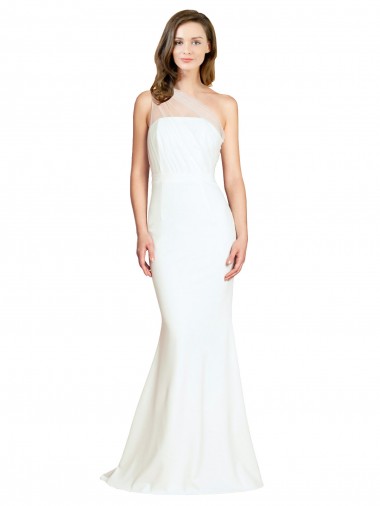Stretch Crepe & Tulle One Shoulder Mermaid Ivory Formal Evening Gown / Bridesmaid Dress Manchester