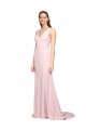 Stretch Crepe V-Neck V-Back A-Line Pink Black Tie Evening Dress / Prom Dress / Bridesmaid Dress Manchester