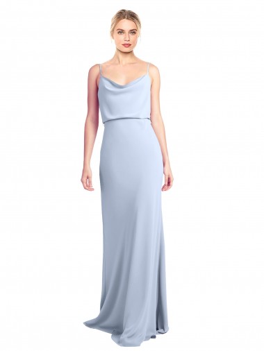 Stretch Crepe High Neck V-Back Sheath Light Sky Blue Formal Dress / Bridesmaid Dress Manchester