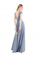 Stretch Crepe High Neck Sheath Smoke Blue Prom Dress / Bridesmaid Dress Manchester