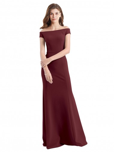Stretch Crepe High Neck Sheath Burgundy Gold Prom Dress / Bridesmaid Dress Manchester