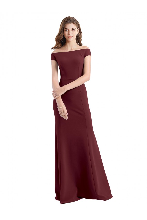 Stretch Crepe High Neck Sheath Burgundy Gold Prom Dress / Bridesmaid Dress Manchester