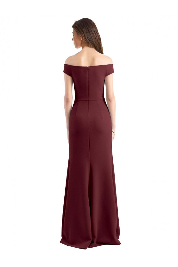 Stretch Crepe High Neck Sheath Burgundy Gold Prom Dress / Bridesmaid Dress Manchester