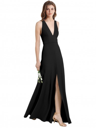Stretch Crepe High Neck Sheath Black Formal Evening Gown / Prom Dress / Bridesmaid Dress Manchester