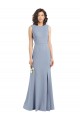 Stretch Crepe High Neck Keyhole Back Sheath Smoke Blue Bridesmaid Dress Manchester