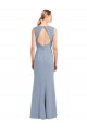 Stretch Crepe High Neck Keyhole Back Sheath Smoke Blue Bridesmaid Dress Manchester