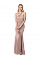 Stretch Crepe High Neck Open Back Sheath Dusty Pink Prom Dress / Bridesmaid Dress Manchester