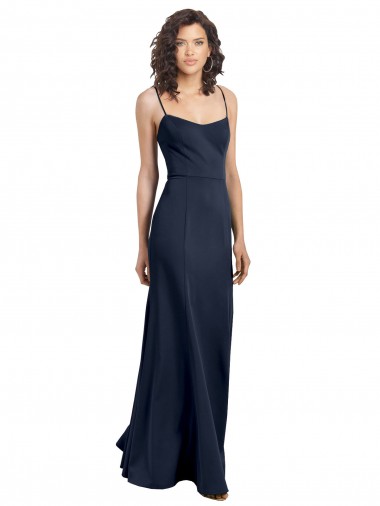 Stretch Crepe Scoop Neck Low Back Sheath Dark Navy Formal Dress / Bridesmaid Dress Manchester