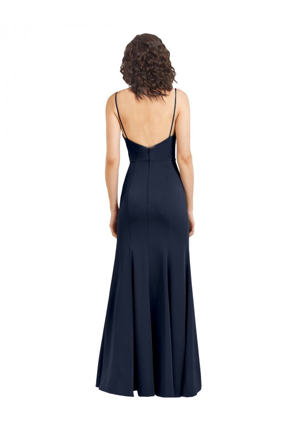 Stretch Crepe Scoop Neck Low Back Sheath Dark Navy Formal Dress / Bridesmaid Dress Manchester