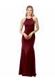 Stretch Crepe High Neck Open Back Mermaid Burgundy Gold Formal Evening Gown / Prom Dress / Bridesmaid Dress Manchester