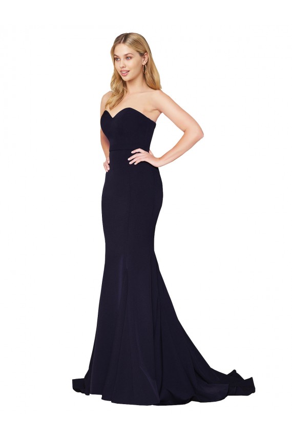 Stretch Crepe High Neck Mermaid Dark Navy Formal Evening Gown / Prom Dress / Bridesmaid Dress Manchester