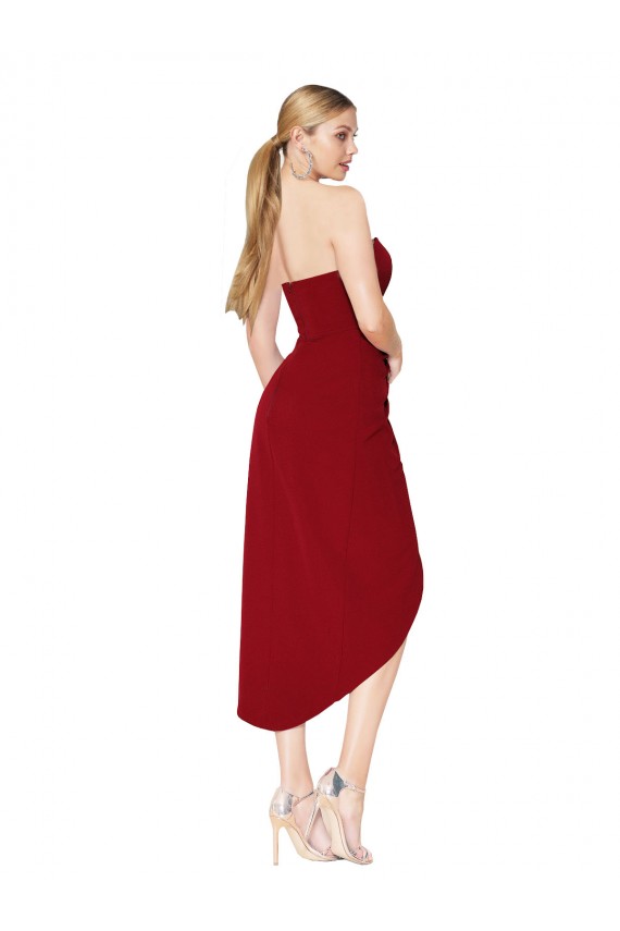 Stretch Crepe High Neck Mermaid Burgundy High Low Evening Gown / Prom Dress / Bridesmaid Dress Manchester