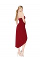 Stretch Crepe High Neck Mermaid Burgundy High Low Evening Gown / Prom Dress / Bridesmaid Dress Manchester