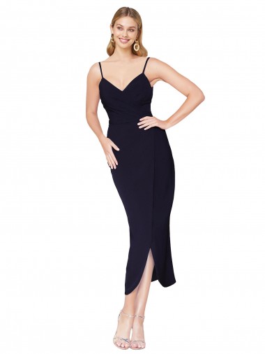 Stretch Crepe High Neck V-Back Mermaid Dark Navy Formal Dress / Bridesmaid Dress Manchester