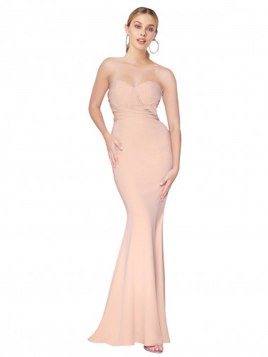 Stretch Crepe High Neck Mermaid Nude Formal Dress / Bridesmaid Dress Manchester