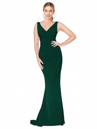 Stretch Crepe High Neck Mermaid Midnight Green Formal Evening Gown / Prom Dress / Bridesmaid Dress Manchester