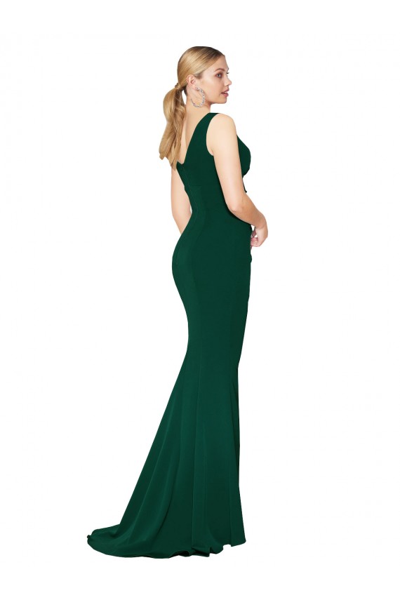 Stretch Crepe High Neck Mermaid Midnight Green Formal Evening Gown / Prom Dress / Bridesmaid Dress Manchester