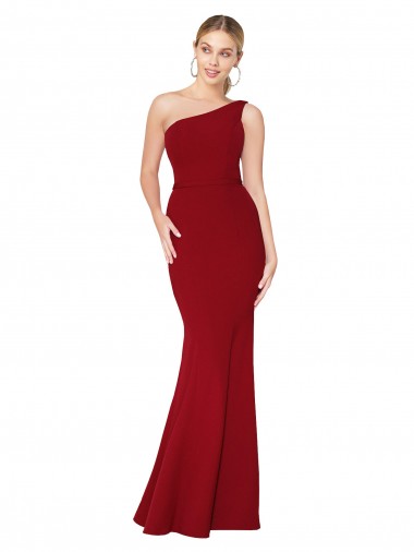 Stretch Crepe High Neck Mermaid Burgundy Formal Evening Gown / Prom Dress / Bridesmaid Dress Manchester