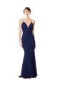 Stretch Crepe High Neck Open Back Mermaid Navy Blue Formal Dress / Bridesmaid Dress Manchester