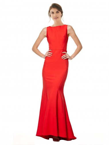 Stretch Crepe High Neck Open Back Mermaid Red Bridesmaid Dress / Evening Gowns Manchester