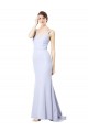 Stretch Crepe High Neck Mermaid Light Sky Blue Evening Gown / Prom Dress / Bridesmaid Dress Manchester
