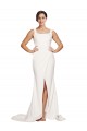 Stretch Crepe Square Neck Low Back Sheath Ivory Semi Formal Evening Dress / Prom Dress / Bridesmaid Dress Manchester