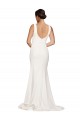 Stretch Crepe Square Neck Low Back Sheath Ivory Semi Formal Evening Dress / Prom Dress / Bridesmaid Dress Manchester