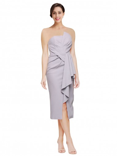 Stretch Crepe Strapless Low Back Sheath Arctic Lilac High Low Evening Gown / Prom Dress / Bridesmaid Dress Manchester