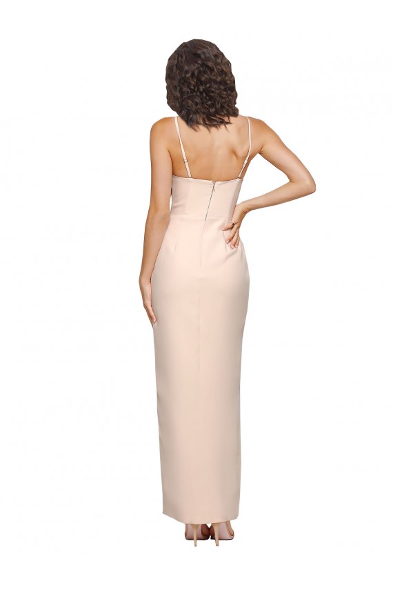 Stretch Crepe Strapless Low Back Sheath Nude Semi Formal Evening Dress / Prom Dress / Bridesmaid Dress Manchester