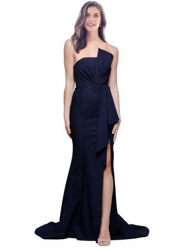 Stretch Crepe Strapless Low Back Sheath Dark Navy Semi Formal Evening Dress / Prom Dress / Bridesmaid Dress Manchester