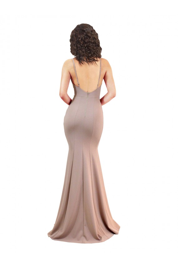 Stretch Crepe V-Neck Low Back Mermaid Dusty Pink Black Tie Evening Gown / Prom Dress / Bridesmaid Dress Manchester