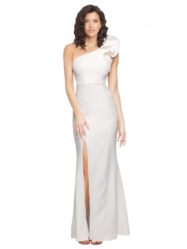 Stretch Crepe One Shoulder Sheath Ivory Formal Evening Dress / Bridesmaid Dress Manchester