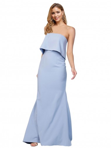 Stretch Crepe Strapless Low Back A-Line Light Sky Blue Formal Dress / Bridesmaid Dress Manchester