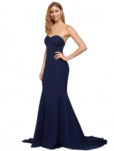 Stretch Crepe Sweetheart Low Back A-Line Dark Navy Formal Evening Gown / Prom Dress / Bridesmaid Dress Manchester