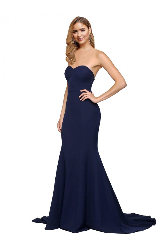 Stretch Crepe Sweetheart Low Back A-Line Dark Navy Formal Evening Gown / Prom Dress / Bridesmaid Dress Manchester