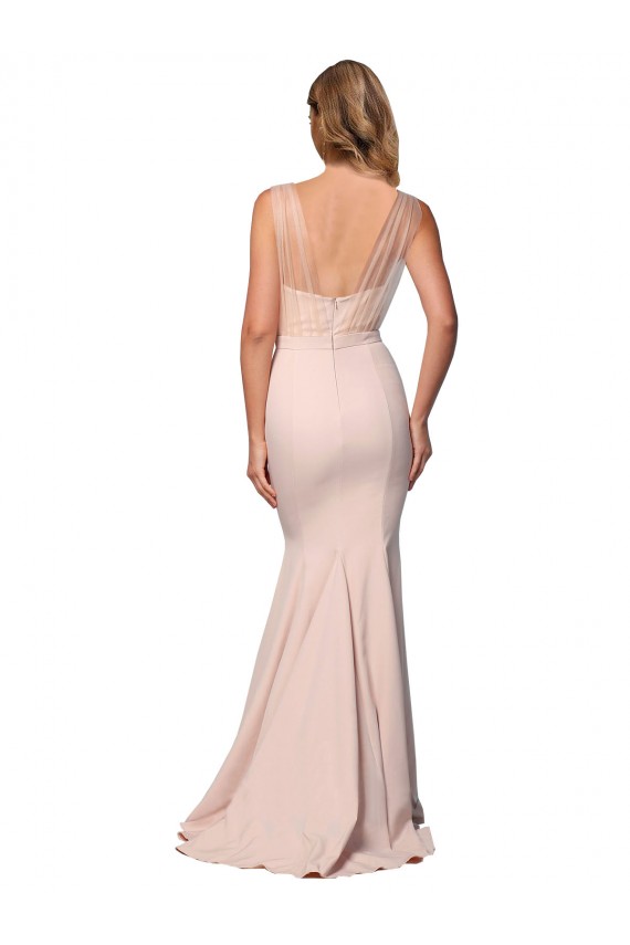 Stretch Crepe & Tulle Sweetheart Low Back Sheath Nude Formal Evening Gown / Prom Dress / Bridesmaid Dress Manchester