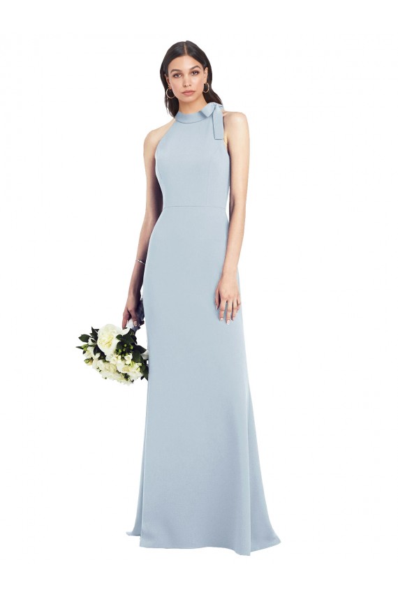 Stretch Crepe High Neck Open Back Trumpet Light Sky Blue Semi Formal Evening Dress / Prom Dress / Bridesmaid Dress Manchester