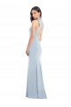 Stretch Crepe High Neck Open Back Trumpet Light Sky Blue Semi Formal Evening Dress / Prom Dress / Bridesmaid Dress Manchester