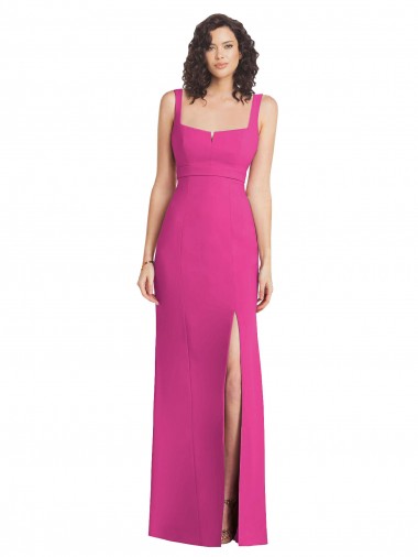 Stretch Crepe Square Neck Low Back Trumpet Fuchsia Semi Formal Evening Dress / Prom Dress / Bridesmaid Dress Manchester