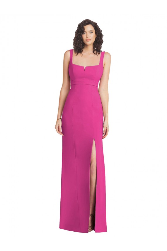Stretch Crepe Square Neck Low Back Trumpet Fuchsia Semi Formal Evening Dress / Prom Dress / Bridesmaid Dress Manchester
