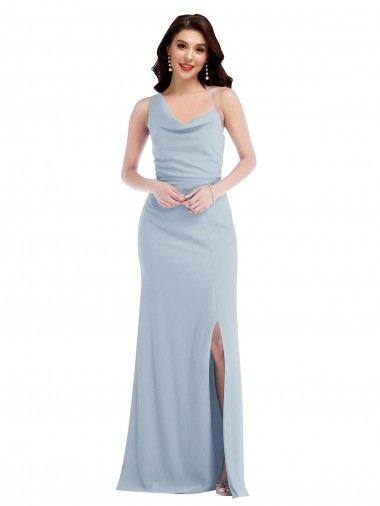 Stretch Crepe One Shoulder Trumpet Light Sky Blue Formal Dress / Bridesmaid Dress Manchester