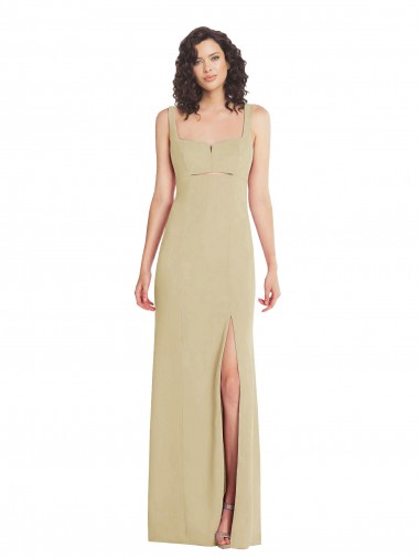 Stretch Crepe Square Neck Low Back Trumpet Champagne Formal Evening Gown / Prom Dress / Bridesmaid Dress Manchester
