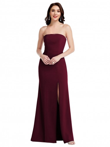 Stretch Crepe Strapless Trumpet Burgundy Gold Semi Formal Evening Dress / Prom Dress / Bridesmaid Dress Manchester