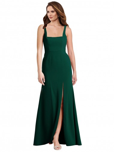 Stretch Crepe Square Neck Trumpet Midnight Green Semi Formal Evening Dress / Prom Dress / Bridesmaid Dress Manchester