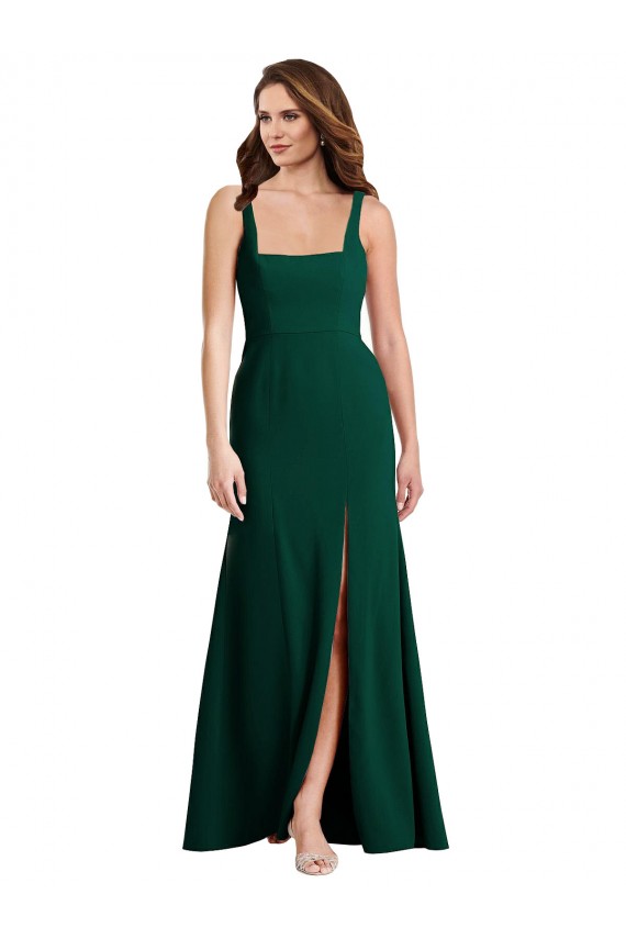 Stretch Crepe Square Neck Trumpet Midnight Green Semi Formal Evening Dress / Prom Dress / Bridesmaid Dress Manchester
