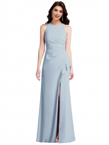 Stretch Crepe Halter Neck Trumpet Light Sky Blue Formal Dress / Bridesmaid Dress Manchester